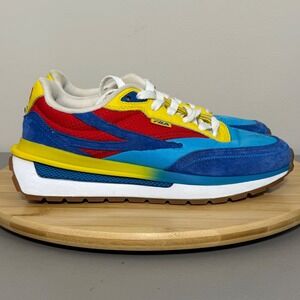 FILA Women's Size 7.5 Renno Blue Red Yellow Suede Leather Lace Up Sneakers‎